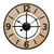 Wanduhr mit schwarzem Metallrahmen, hellem Holzblatt und arabischen Ziffern, schwarze Zeiger