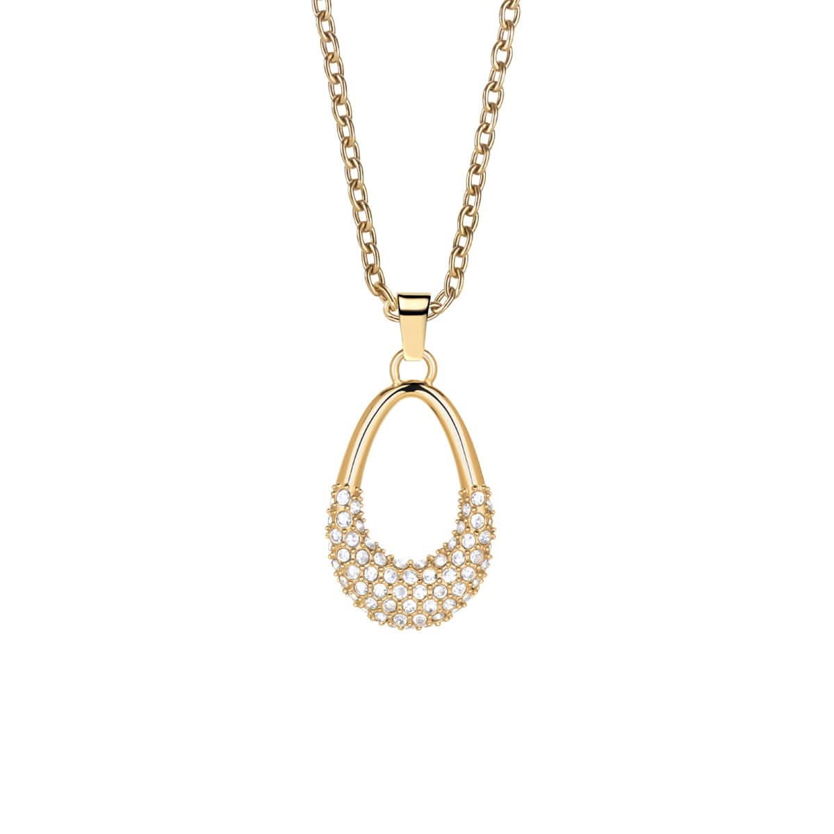 Collar dorado con colgante de gota en cristales pavé