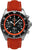 Reloj de hombre con esfera negra, bisel naranja y correa de cuero