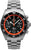 Reloj de hombre con correa de acero inoxidable, esfera negra y bisel naranja, cronógrafo