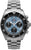 Reloj Ruhla Glasbach Cup para hombre con correa de acero inoxidable, esfera azul y cronógrafo