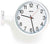 Reloj de pared Peweta con esfera blanca, borde metálico y manecillas negras/rojas