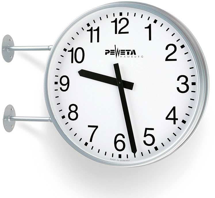 "Reloj de pared de metal con esfera blanca y manecillas negras, diseño redondo"