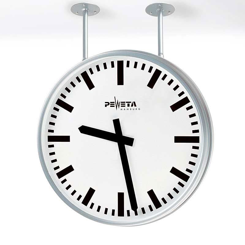 Reloj de pared con esfera blanca, manecillas negras y borde metálico Peweta