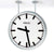 Reloj de pared con esfera blanca, manecillas negras y borde metálico Peweta