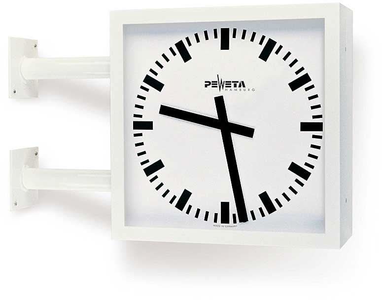 Reloj de pared de metal 50x50 cm con marco blanco, esfera negra y manecillas negras