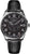 Reloj de hombre con correa de cuero negra y esfera negra, escala GMT 24h