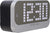 Reloj de mesa vista lateral con pantalla LED de bloque, carcasa de acrílico gris con parte trasera negra