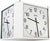 Reloj de pared moderno con dos esferas, índices blancos y manecillas negras
