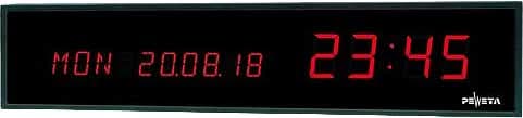 Reloj de pared con pantalla digital, frontal negro y números rojos