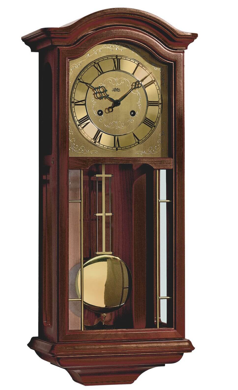 AMS Regulator R651/1 Wanduhr Nussbaum • 14-Tage-Mechanikwerk • BimBam Schlagwerk