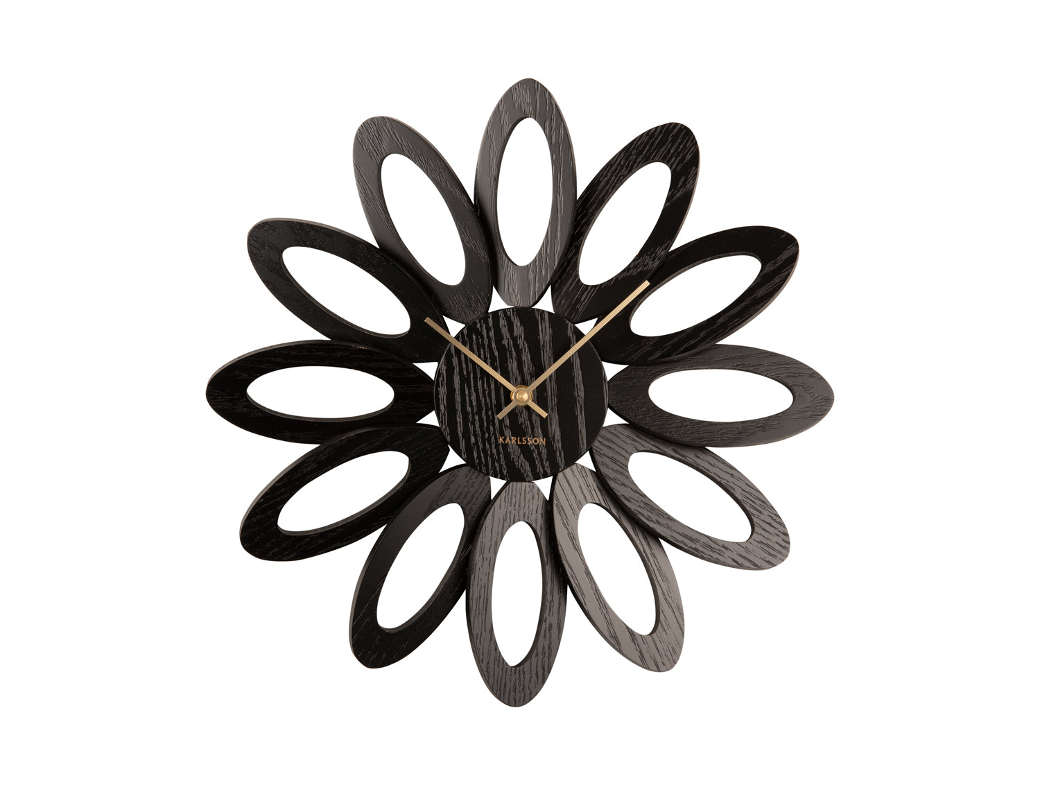 Karlsson Fiore KA5891BK Wanduhr Schwarz • Holzfurnier-Gehäuse • Offenes Zifferblatt
