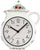 Reloj de pared de cerámica, esfera blanca con manecillas negras, decorado floral