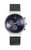 Reloj de pulsera cronógrafo con esfera azul-negra, caja de color titanio y correa de cuero negra
