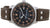 Pulsera de hombre con correa de cuero marrón, caja plateada y esfera analógica negra