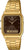 Reloj retro dorado con correa de metal, esfera negra y pantalla digital