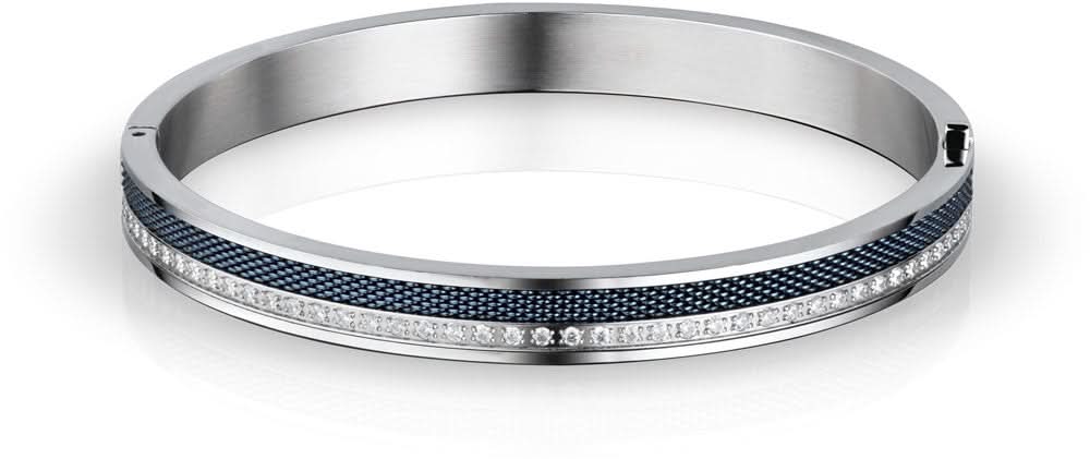 Pulsera de acero inoxidable con inserción oscura y fino moleteado, 170 mm