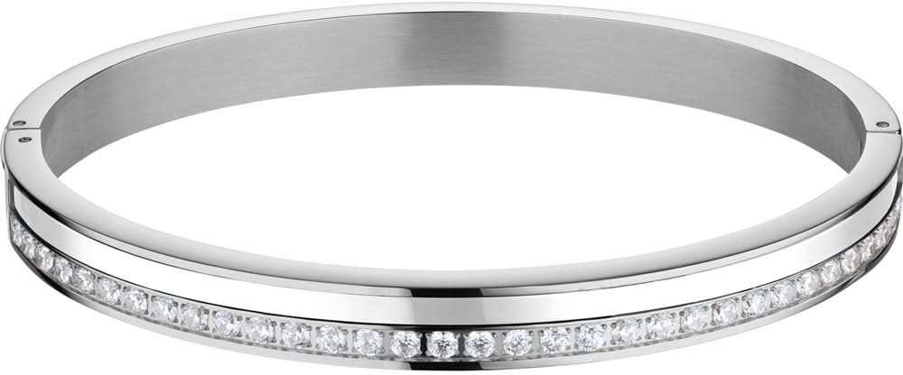 Pulsera de acero inoxidable de Bering Jewelry con fila de diamantes de imitación incrustados
