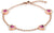 Pulsera de acero inoxidable con cadena de oro rosa y colgantes de corazón con incrustaciones moradas
