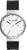 Reloj Jacob Jensen para hombre con esfera blanca, manecillas negras y correa de caucho negra