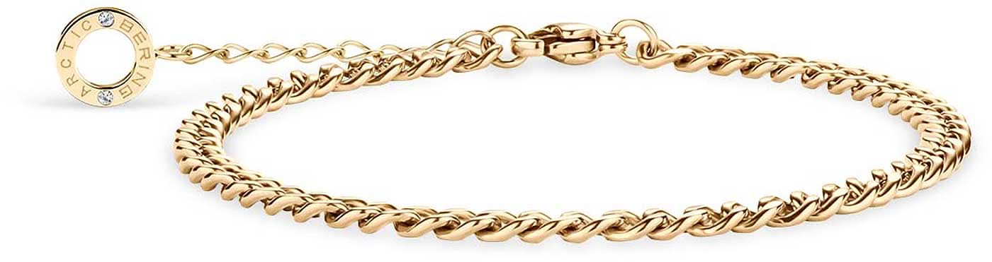 Pulsera de cadena de eslabones con placa redonda e incrustación de cristal, chapada en oro amarillo