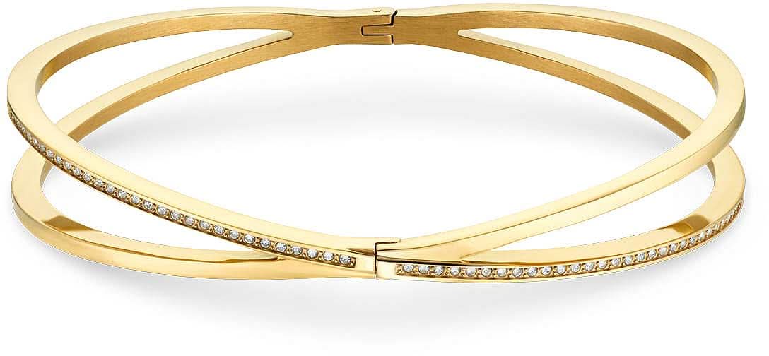 Pulsera de acero inoxidable en tono dorado de Bering con detalles de circonita y cierre