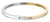 Pulsera de acero inoxidable con borde dorado y fila de circonitas en banda bicolor