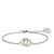 Pulsera y cadena de eslabones para mujer con elemento de joyería redondo, plateada, con cierre