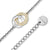 Pulsera para reloj de mujer: elemento de joyería redondo con pedrería, en tonos plateado/dorado y eslabones de cadena
