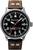 Reloj Messerschmitt para hombre con correa de cuero marrón y esfera negra con diseño de avión