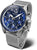 Reloj de hombre con esfera azul, correa de malla plateada y caja de acero inoxidable
