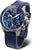 Reloj para hombre con correa de cuero azul y esfera azul, subdiales de cronógrafo