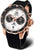 Reloj de hombre: correa de silicona negra, bisel oro rosa, esfera de cronógrafo
