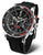 Reloj para hombre con esfera negra, bisel rojo y correa de caucho negra