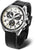 Reloj cronógrafo para hombre con esfera negra, subesferas blancas y correa de cuero