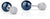 Pendientes Bering Jewelry de plata de ley 925: tachuelas redondas azul oscuro con base plateada brillante
