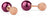Pendientes de plata de ley 925: discos violetas con bolitas en oro rosa