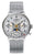 "Reloj de mujer con esfera plateada, indicador de fases lunares y correa de malla de acero inoxidable"