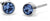 Pendientes de acero inoxidable con piedra azul redonda, bisel redondo