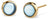 Pendientes redondos de acero inoxidable con incrustación azul y borde dorado