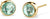 Pendientes de acero inoxidable con piedra redonda de color menta en un anillo de bisel dorado
