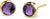 Pendientes de acero inoxidable con piedra redonda facetada morada en aro dorado