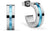 Aros cuadrados de acero inoxidable con pedrería, aro, con incrustación azul