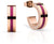 Aros de acero inoxidable con rayas de laca rosa, incrustaciones violetas y circonitas