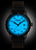 Reloj Zeppelin para hombre, automático, esfera azul, caja negra, correa de cuero marrón.