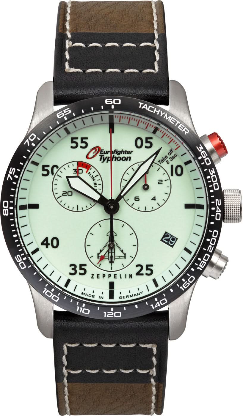 Reloj de pulsera cronógrafo para hombre con esfera verde menta y correa de cuero marrón