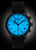 Reloj cronógrafo para hombre con esfera azul y correa de cuero oscuro
