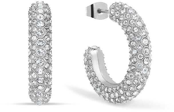 Aros Bering de acero inoxidable con piedras, anillo plateado brillante