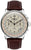 Reloj de hombre con correa de cuero marrón, caja plateada y esfera blanca