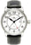 Reloj de pulsera para hombre Zeppelin: caja redonda plateada, correa de cuero negra, esfera blanca con GMT.